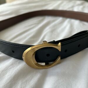 COACH Black leather women logo belt